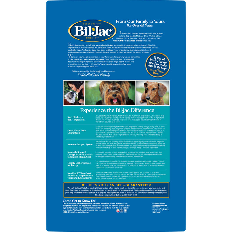 Bil-Jac Small Breed Adult Chicken, Oatmeal and Yams Recipe Dry Dog Food